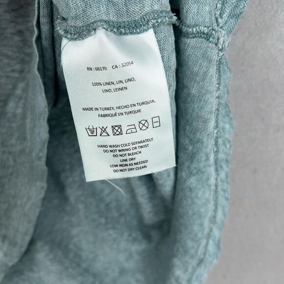 Anthropologie Akemi Kin Shirt Womens Medium Blue Crochet Lace Coastal 100% Linen - Picture 5 of 13